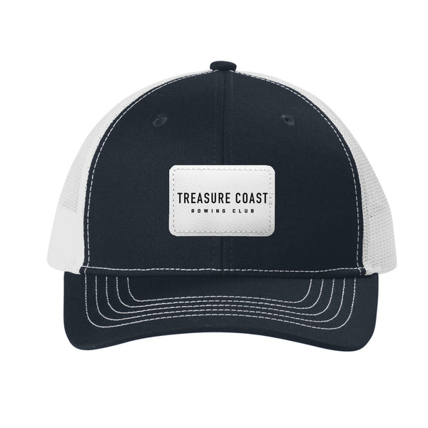 Treasure Coast Rowing Club Engraved Leather Patch Trucker Cap