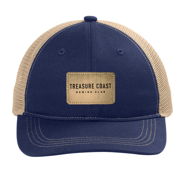 Treasure Coast Rowing Club  Engraved Leather Patch Trucker Cap