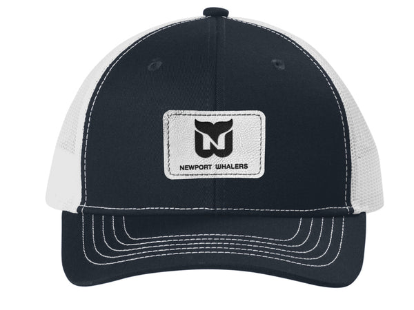 Newport Whalers Engraved Leather Patch Trucker Cap