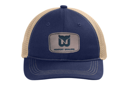 Newport Whalers Engraved Leather Patch Trucker Cap