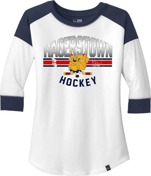 Hagerstown Bulldogs Hockey NewEra Ladies Heritage Blend 3/4-Sleeve Raglan Tee