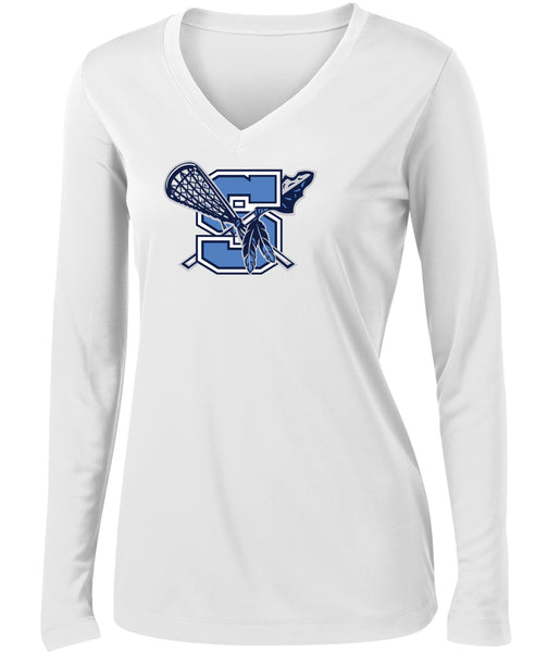 Warriors Lacrosse Ladies Long Sleeve PosiCharge Competitor V-Neck Tee