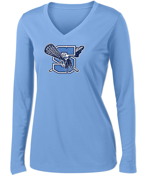 Warriors Lacrosse Ladies Long Sleeve PosiCharge Competitor V-Neck Tee