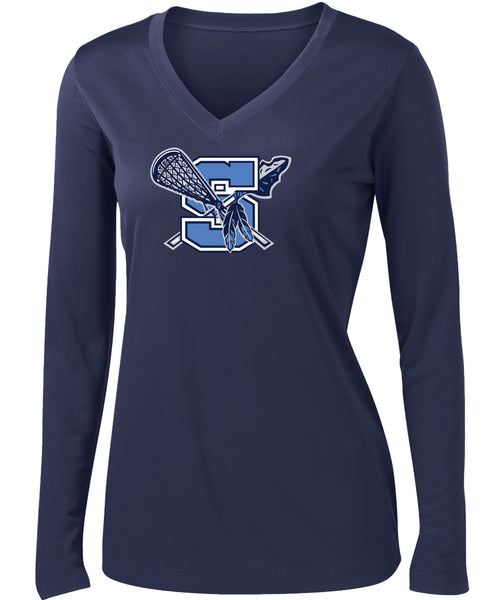 Warriors Lacrosse Ladies Long Sleeve PosiCharge Competitor V-Neck Tee